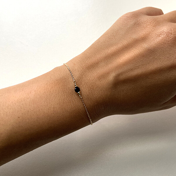 Minimalistisches vergoldetes Armband mit schwarzem Spinell AL4897-Oro-Spinello