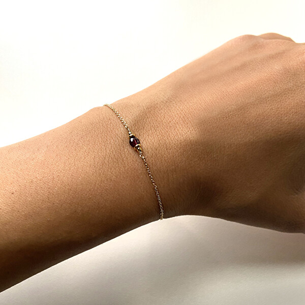 Minimalistisches vergoldetes Armband mit burgunderrotem Granat AL4897-Oro-Granato