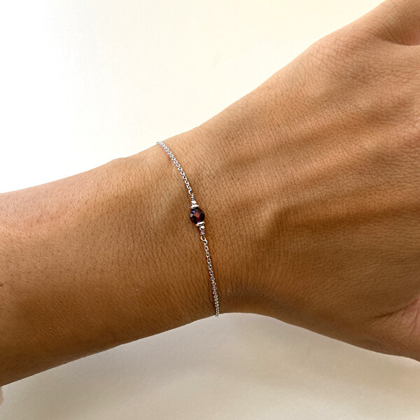 Minimalistisches Silberarmband mit burgunderrotem Granat AL4897-Argento-Granato