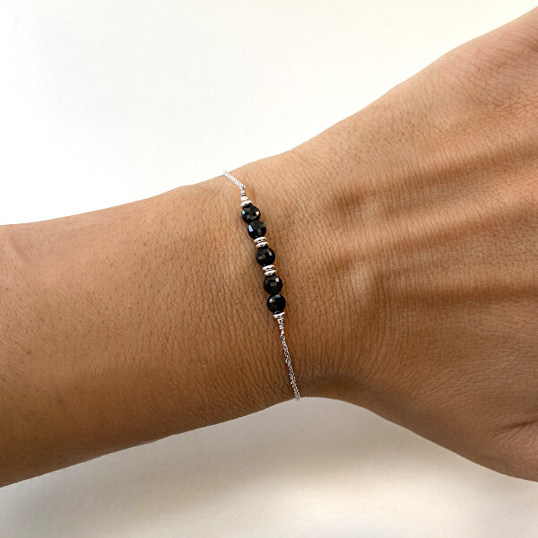 Bracciale alla moda con perle di spinello nero AL4898-Argento-Spinello