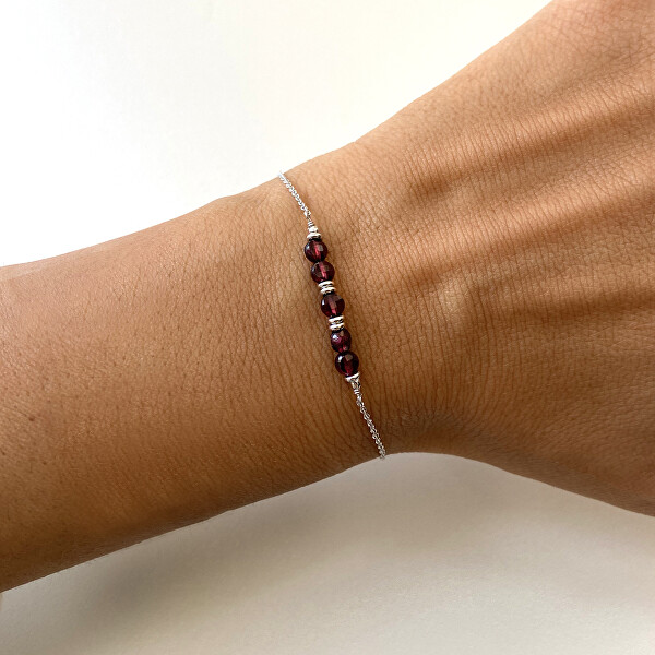 Modisches Armband mit Granatperlen AL4898-Argento-Granato