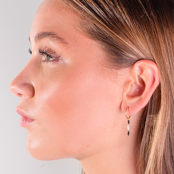 Nádherné visací náušnice s pravými perlami a achátem AL5256.01.000