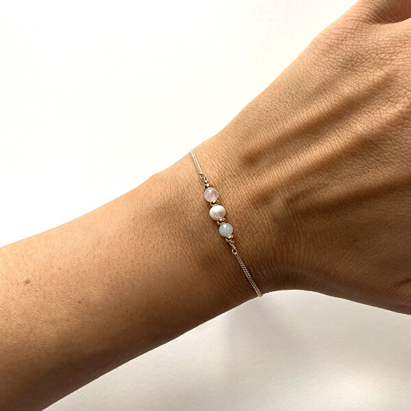 Delicato bracciale in argento con perla e morganite AL3819-Argento