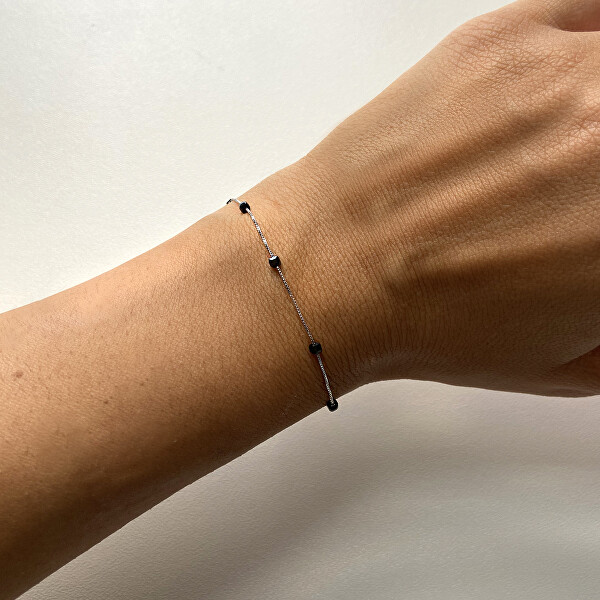 Delicato bracciale in argento con spinello nero AL4082-Argento-Spinello