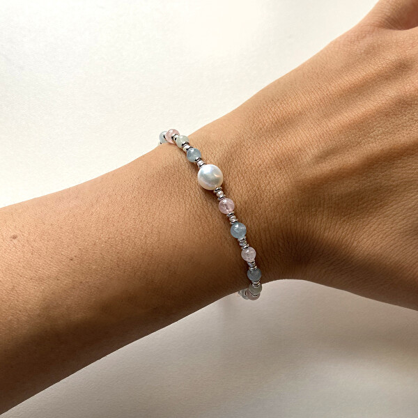 Incantevole bracciale con perle e morganite AL3817-Argento