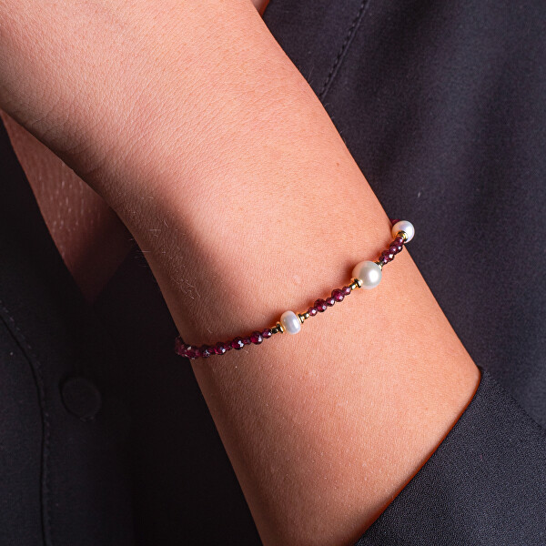 Okouzlující náramek z granátu s pravými perlami AL5178.01.029