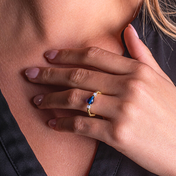 Pozlacený kuličkový prsten se zirkony a krystalem AL5227.01.000.D