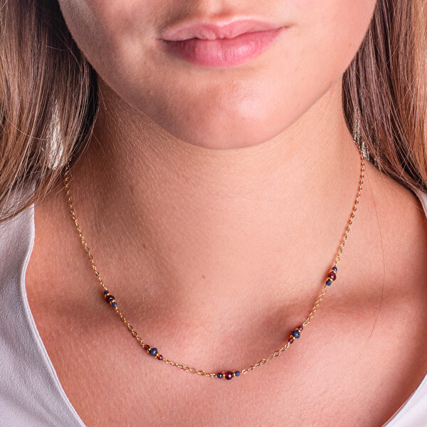 Pozlacený náhrdelník s granáty a safíry AL5232.01.000