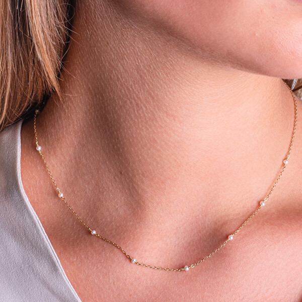 Pozlacený náhrdelník s pravými perlami AL4419.01.000