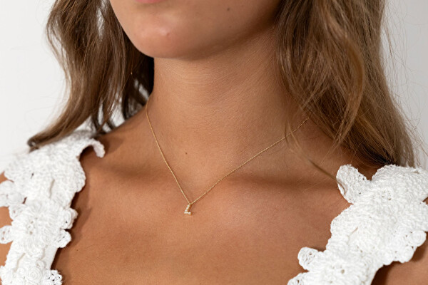 Pozlacený náhrdelník se Swarovski perličkami "L" AL4258.01.912