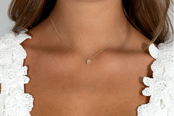 Pozlacený náhrdelník se Swarovski perličkami "P" AL4258.01.916