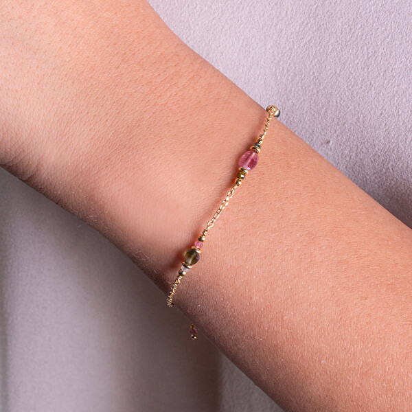 Pozlacený náramek s barevnými korálky turmalínu AL5279.01.000