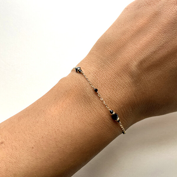 Vergoldetes Armband mit schwarzem Spinell AL4268-Oro-Spinello