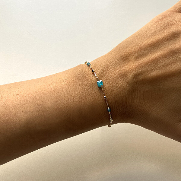 Vergoldetes Armband mit Apatitperlen AL4099-Oro-Apatite