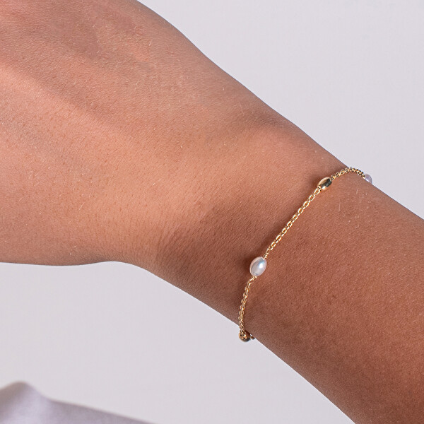 Půvabný stříbrný náramek s říčními perlami AL4135-Argento