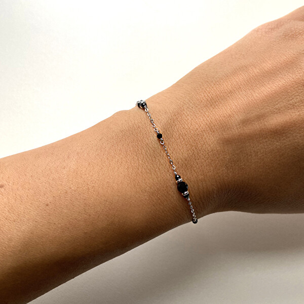 Silberarmband mit schwarzem Spinell AL4268-Argento-Spinello