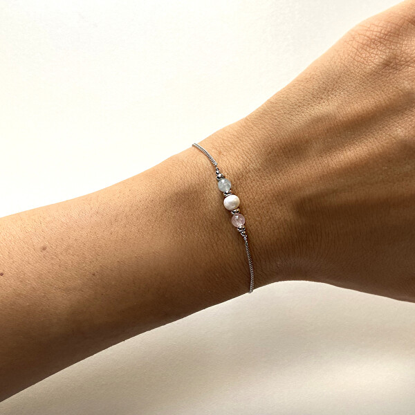 Delicato bracciale in argento con perla e morganite AL3819-Argento