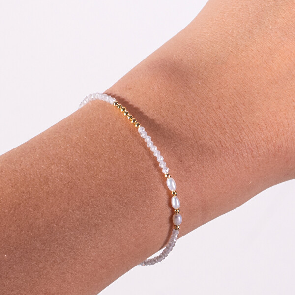 Třpytivý náramek se zirkony a perlami AL4813.01.000