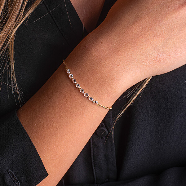 Úchvatný pozlacený náramek s čirými zirkony AL5057.01.000