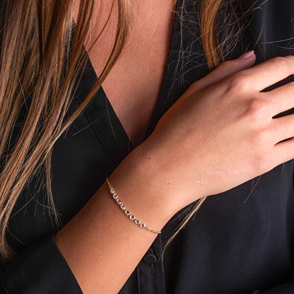 Úchvatný pozlacený náramek s čirými zirkony AL5057.01.000