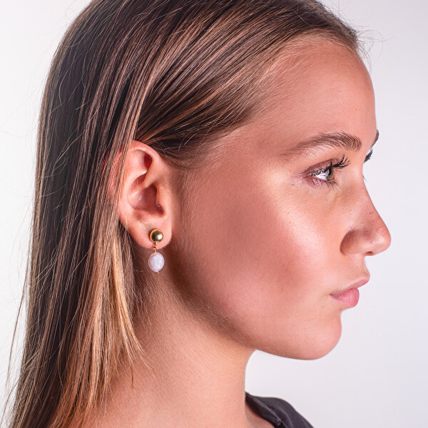 Visací pozlacené náušnice s pravou perlou AL4675.01.000