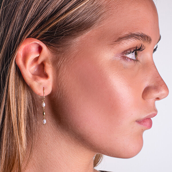 Visací pozlacené náušnice s pravými perlami AL4138.01.000