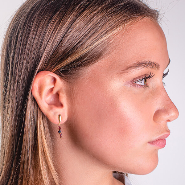 Visací pozlacené náušnice se safírem a granáty AL5236.01.000