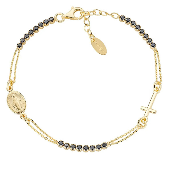 Jedinečný pozlacený náramek s černými zirkony Rosary BRCRMIGNZ3