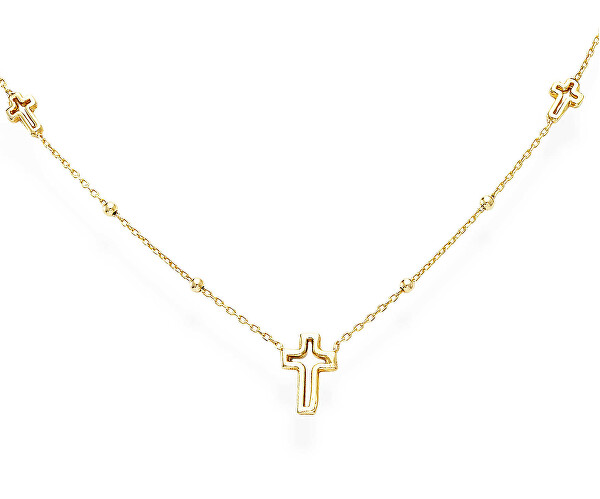 Nadčasový pozlacený náhrdelník s křížky Pray, Love CLCRG3