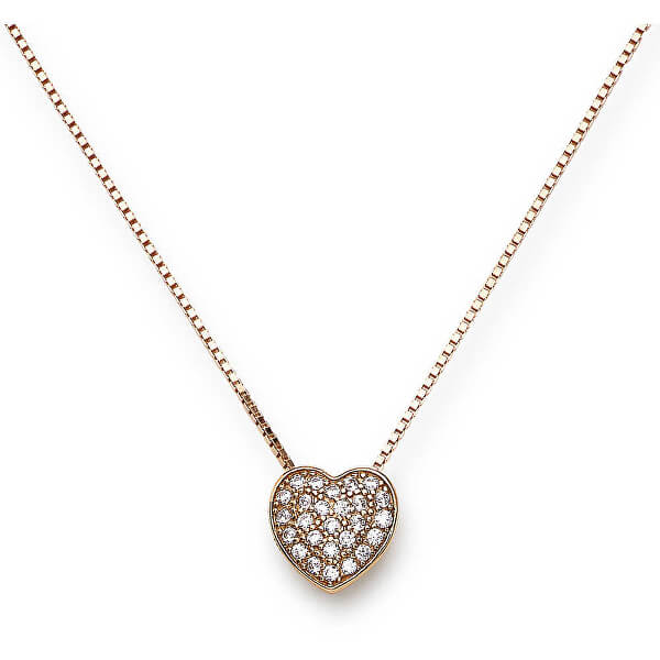 Originální pozlacený náhrdelník se zirkony Love CLPHR