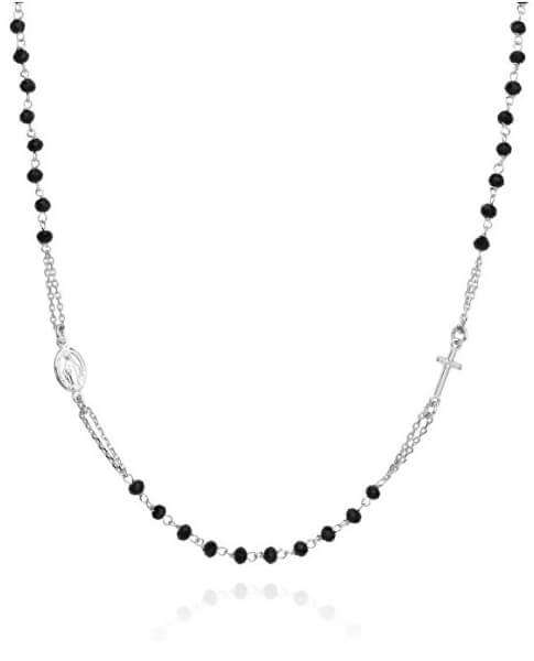Originálne strieborný náhrdelník s Onyx Rosary CROBN3