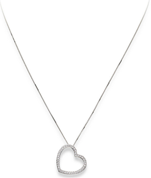 Originální stříbrný náhrdelník se zirkony Love CLHE1