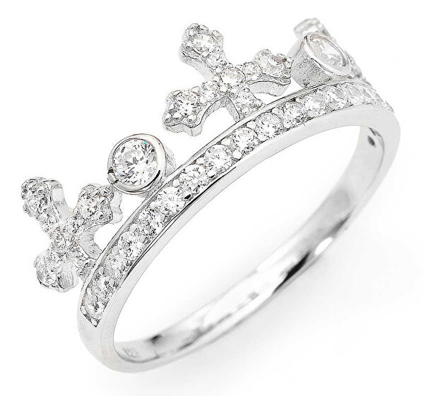 Originálne strieborný prsteň so zirkónmi Crowns AC1