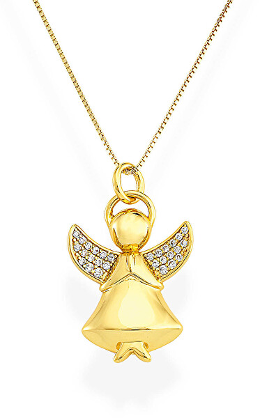 Pozlátený náhrdelník so zirkónmi Angels A2GB (retiazka, prívesok)