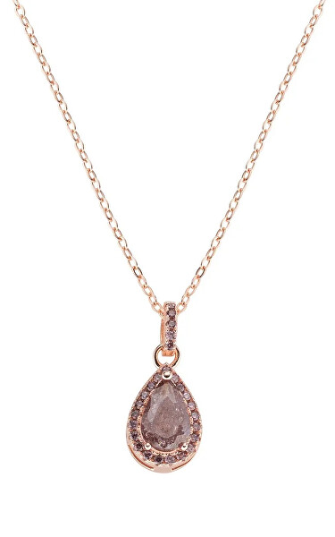 Blyštivý pozlacený náhrdelník Tear Drop Lady CLCRGRBRBRZ (řetízek, přívěsek)