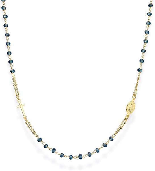 Pozlacený stříbrný náhrdelník s krystaly Rosary CROGBL3