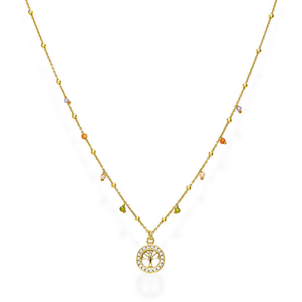 Pozlacený stříbrný náhrdelník s krystaly Tree of Life CLALGM3