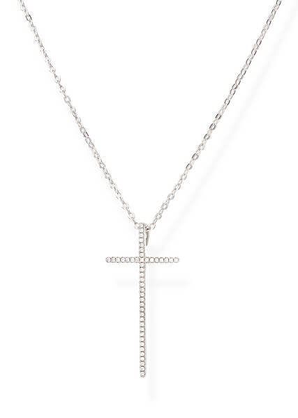 Půvabný stříbrný náhrdelník s křížkem Diamonds CLLCBBZ (řetízek, přívěsek)