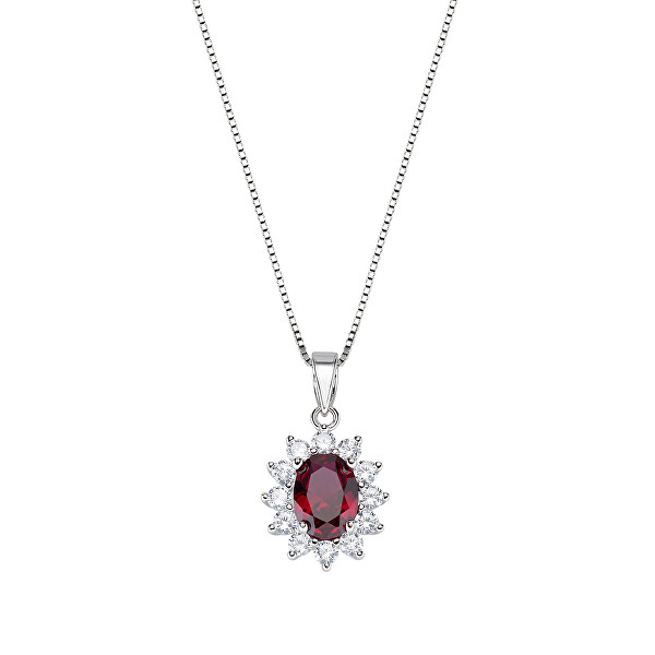 Půvabný stříbrný náhrdelník se zirkony Lady CLLDGBBR (řetízek, přívěsek)