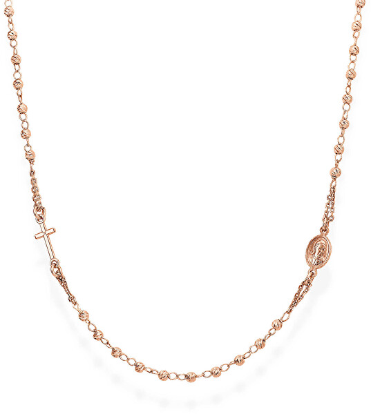 Růžově pozlacený stříbrný náhrdelník Rosary CRORD3