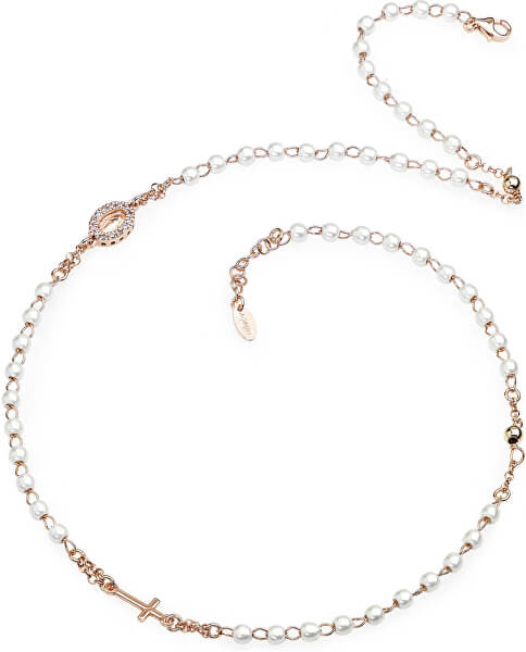 Rosévergoldete Silberkette mit Perlen Rosary CRORBZ-M3