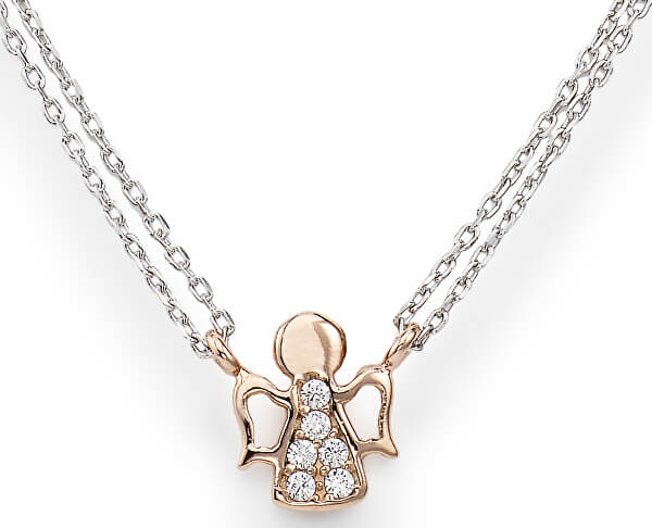 Ružovo pozlátený strieborný náhrdelník so zirkónmi Angels CL2ABR