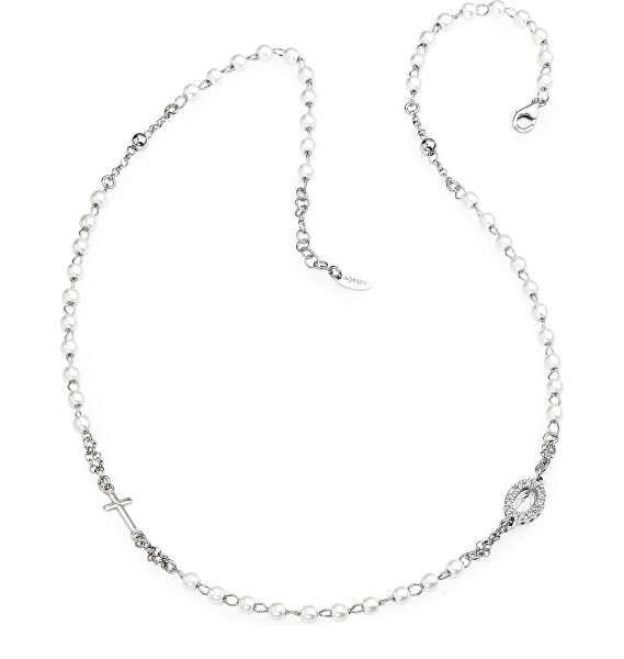 Stříbrný náhrdelník s perlami Rosary CROBBZ-M3