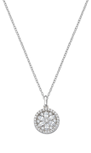 Trblietavý strieborný náhrdelník so zirkónmi Flower of Life CLFLBBZ1 (retiazka, prívesok)