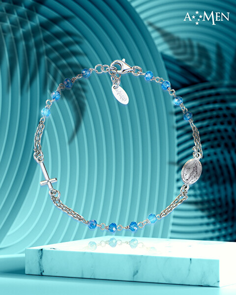 Rosary BROGBL3 kristályokkal kirakott elegáns ezüst karkötő