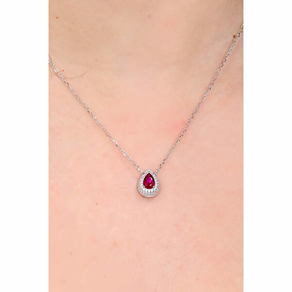 Očarujúce strieborný náhrdelník so zirkónmi Diamonds CLGOBRBZ (retiazka, prívesok)