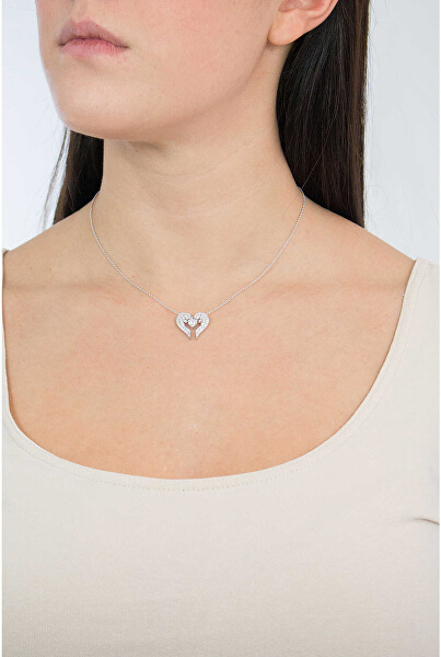 Originální stříbrný náhrdelník se zirkony Angels CLWH1
