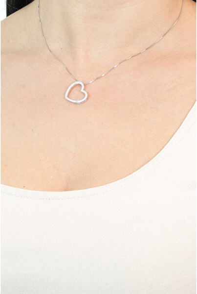 Originální stříbrný náhrdelník se zirkony Love CLHE1