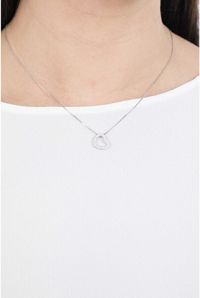 Originální stříbrný náhrdelník se zirkony Love CLHE2