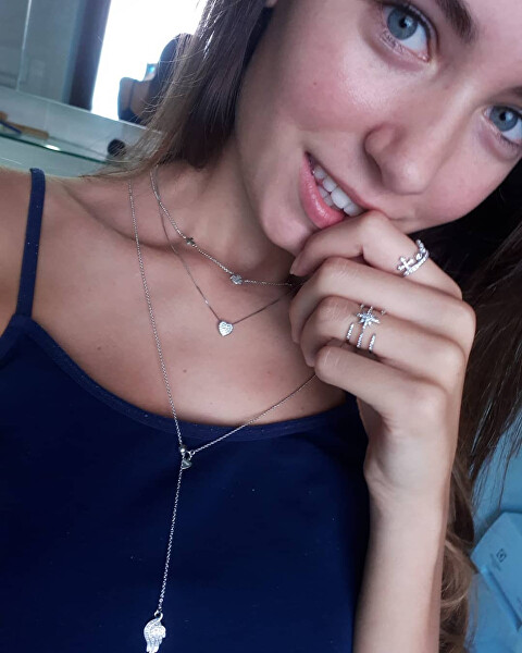 Originální stříbrný náhrdelník se zirkony Love CLPH